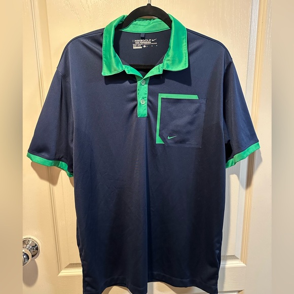 Nike Tour Performance Dri-Fit Navy&Green Polo- Large - Picture 1 of 7